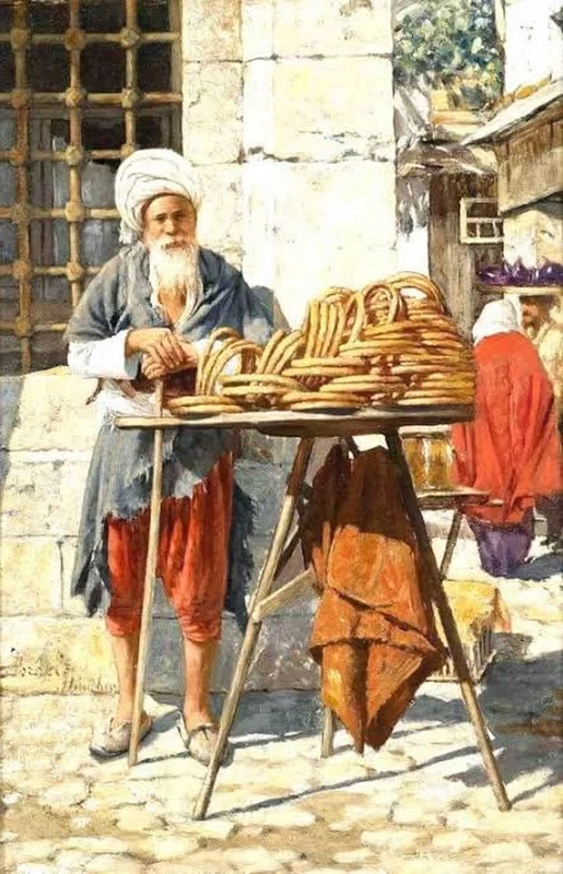 Un uomo di Hatay che vende Antakya Simit